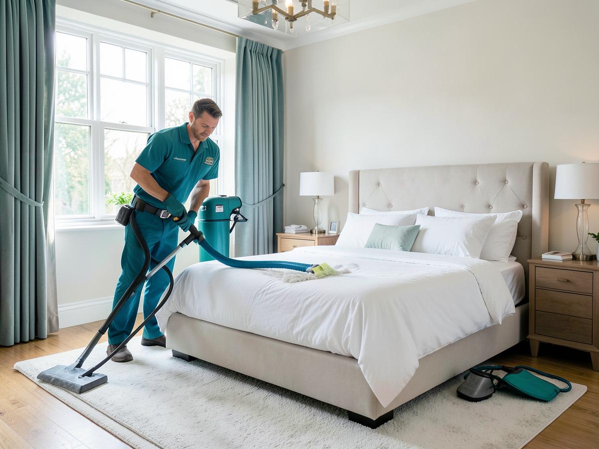 Belvedere cleaner deep cleaning a bedroom carpet